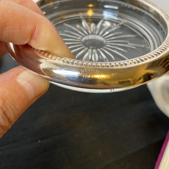 Set of 6 Silver Rimmed Coasters - Picture 2 of 3